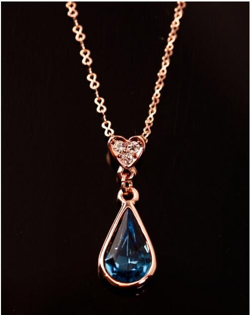 2017 Fashion Heart Pendant Necklace Sets with CZ Stones